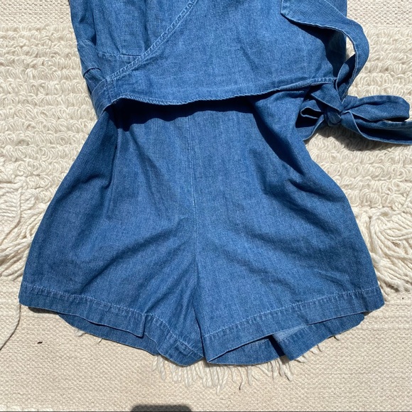 DRAPER JAMES blue chambray flutter wrap romper - Picture 6 of 13